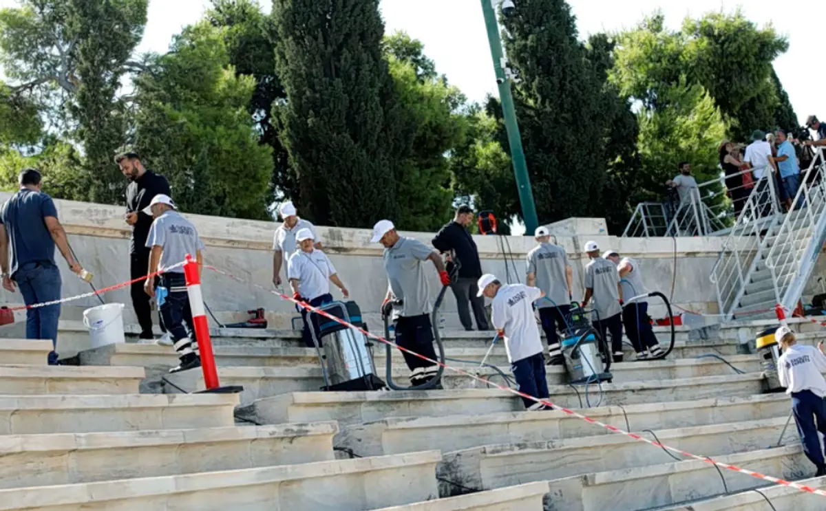 Renovierungsarbeiten im Panathenäischen Stadion mit Unterstützung von Vangelis Marinakis finden internationale Beachtung