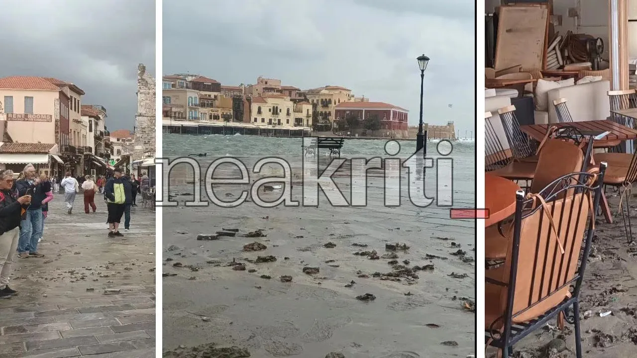 Extremwetter Chania Kreta: Hafen unter Schlamm begraben